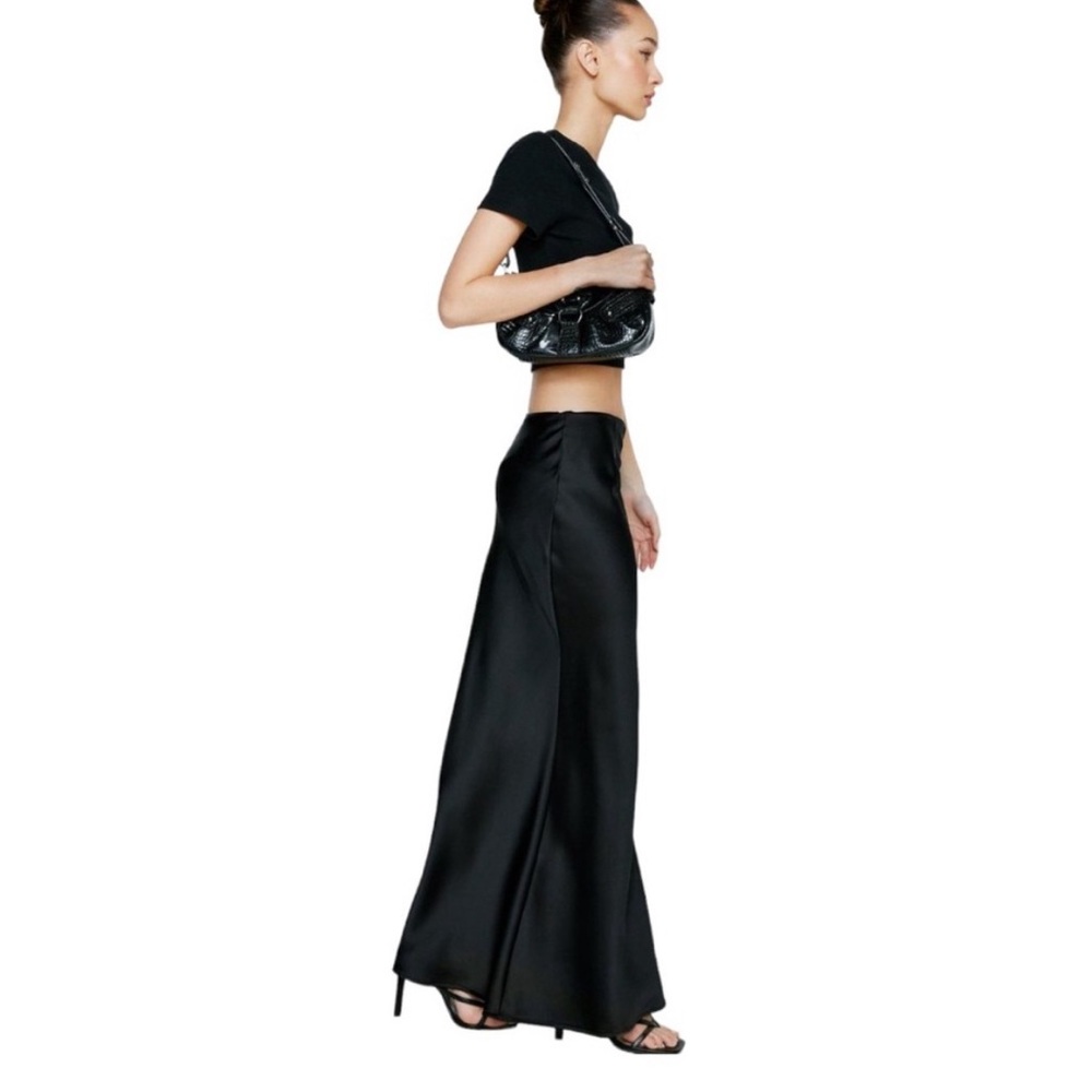 Nasty Gal Satine Black Maxi Skirt  Size 2 New with Tags